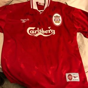 Vintage signed Liverpool kit from U21 team 2016